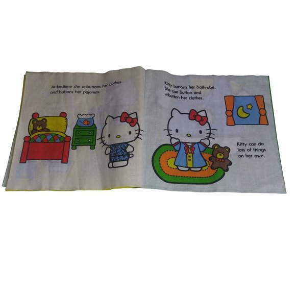 VTG Sanrio Hello Kitty's Soft Cloth Button Book J.M.L Gray 1982  RARE - Picture 6 of 7